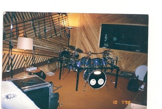 Joey Jordison Forever — Joey's gear at Indigo Ranch Studios in 1998  during...