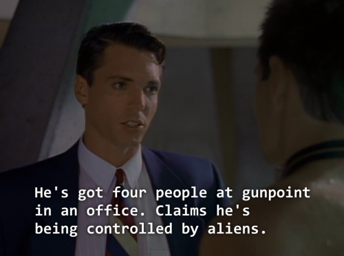 I love how Mulder’s eyes light up when he hears the word “aliens.”