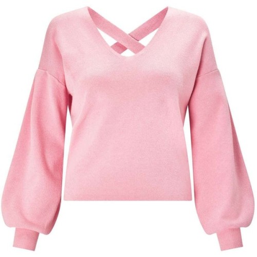 Miss Selfridge Pink Cross Back Compact Knitted Jumper ❤ liked on Polyvore (see more pink jumpers)