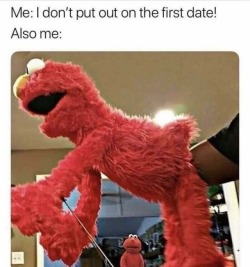 yougotagreatdickman:  danipup: i’m losing my absolute shit at the Elmo in the background.  I have yet to have a first date that didn’t end in sex.  Social media - ain’t it grand? 