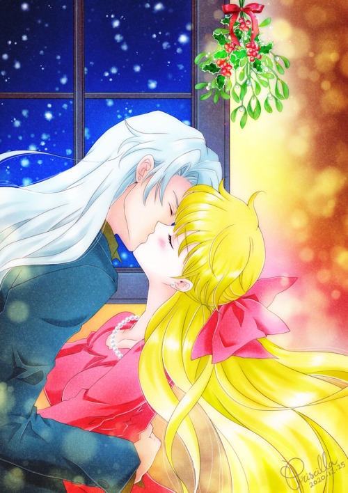 crystaldream-art:Kunzite X Minako〜Mistletoe Kiss〜メリークリスマス！素敵なクリスマスになりますように☆