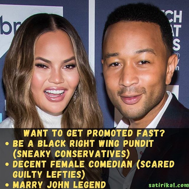 Want to get promoted FAST? Be a black right wing pundit (sneaky conservatives), decent female comedian (scared guilty lefties) or marry John Legend.
posted on Instagram - https://www.instagram.com/p/B1p3a1Kg9Jz/