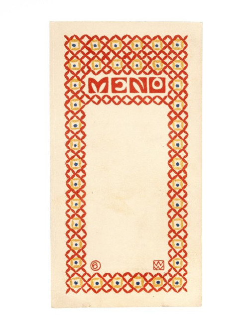 Otto Heran, Menu card, 1906. Wiener Werkstätte. Via Red Digital. Foto: Lucía Morate Benito