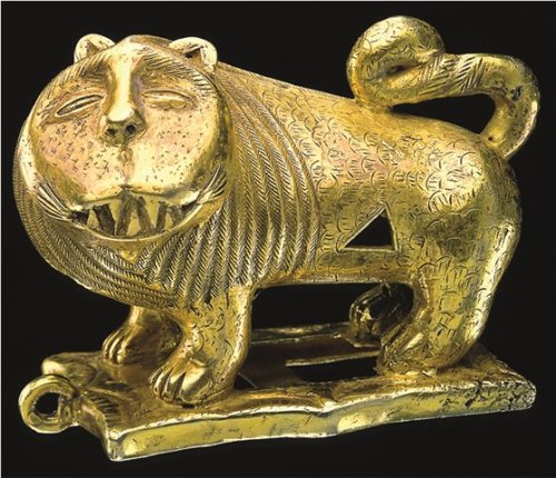 African gold lion figurine, currently on display at the Barbier-Mueller Museum, Cape Town, South Afr