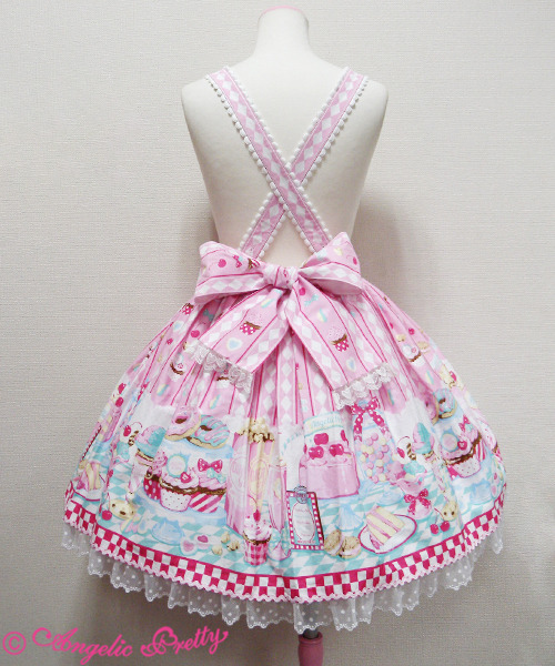 allaboutthatlace:Angelic Pretty - Diner Doll Skirt (2016) in Pink