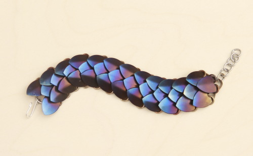 A Pair Of Heat-colored Titanium Dragon Scale Bracelets That I Finished Up Last Night. Doing The Colors