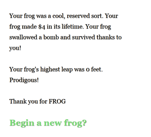 rgr-pop: transarterrified: I enjoyed the game Beautiful Frog wow! i can’t recommend this stron