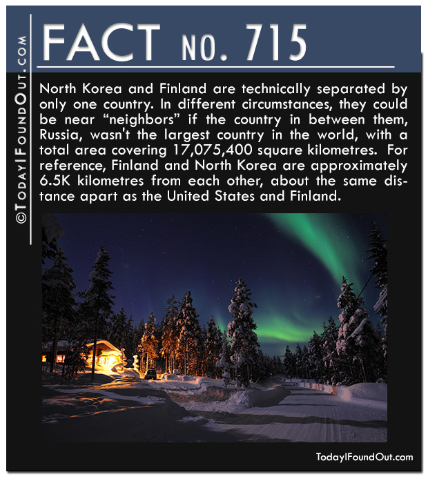 todayifoundout1:  Fact 715: North Korea and Finland are technically separated by