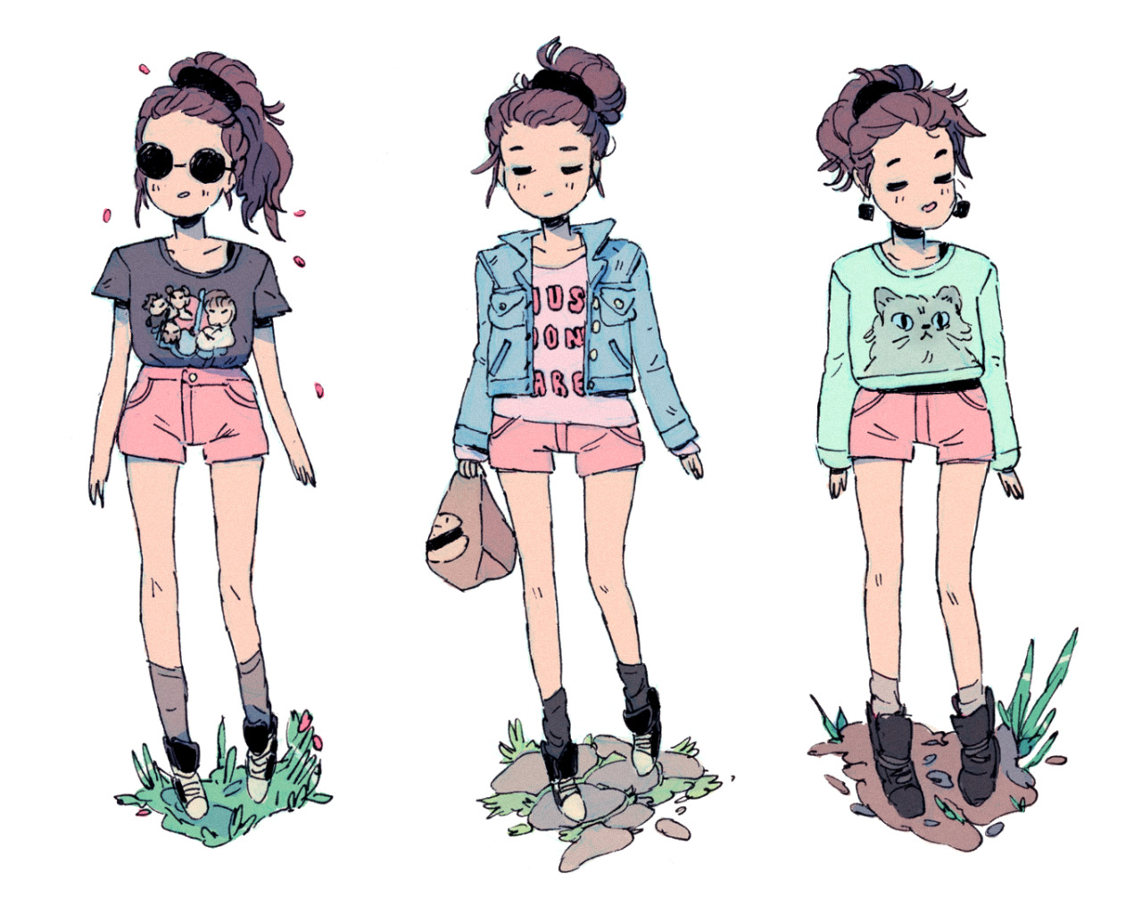 hannakdraws:  pink shorts outfits 