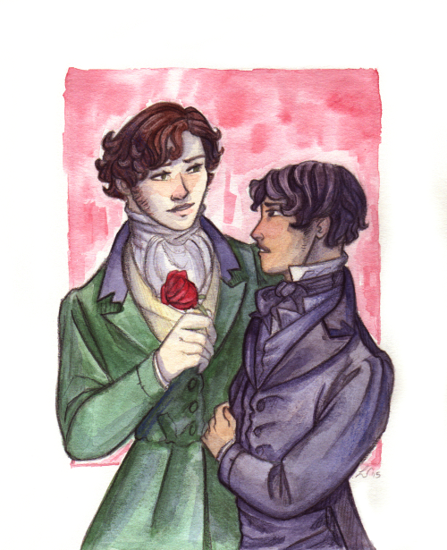 oilan: It’s Courfeyrac &amp; Marius Week, friends! Here’s a little watercolor experi