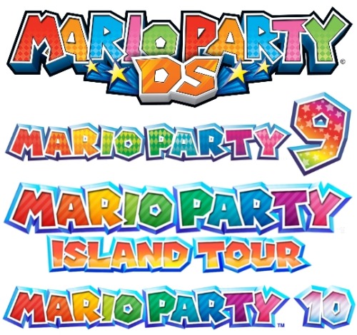 suppermariobroth:  The logos of all console and handheld Mario Party titles.