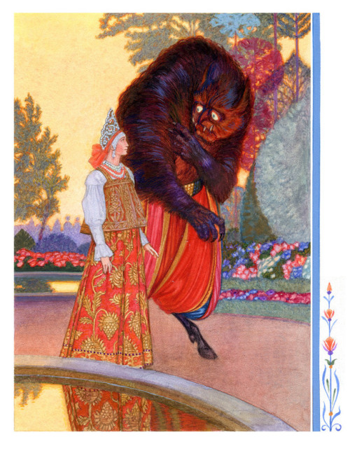 russianfolklore:Viktor Britvin’s illustration for the tale “The Scarlet Flower”.