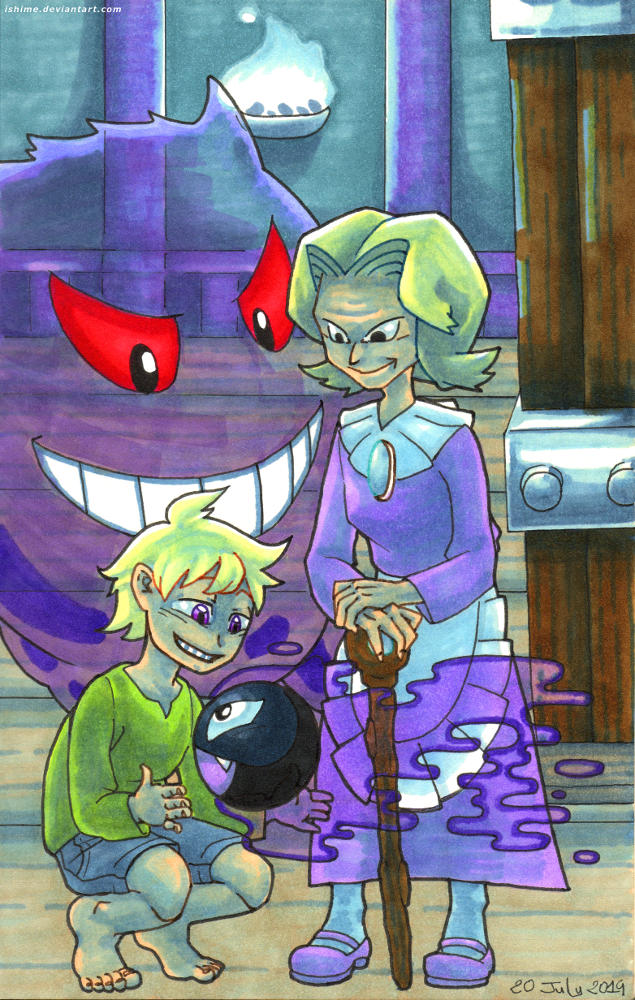 yenasmatik:  Grandma!Agatha helping Morty catch his first pokemon at the Bell Tower.