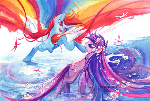 twidashlove:In perfect harmony~ MLP Morning and Evening Ponies by blix-it <3