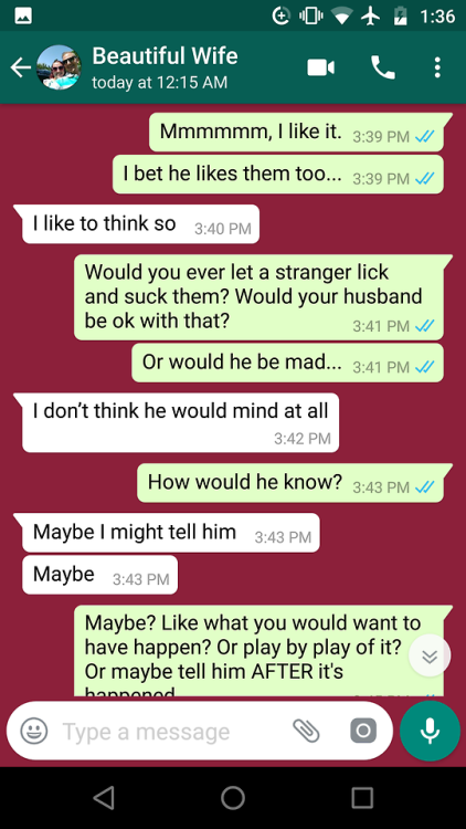 hotwife-texts: Part 2 (we started roll playing as if I was not her husband)