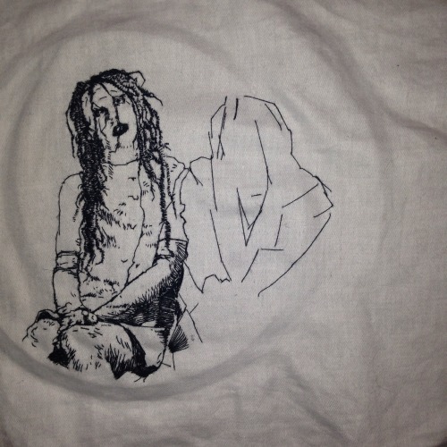 aqf: Jeordie and Manson embroidery in progress