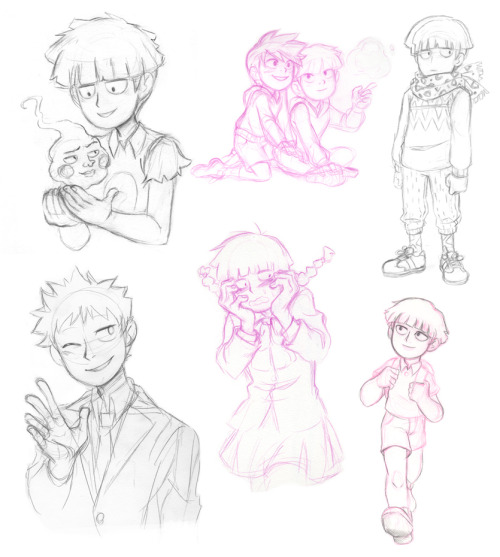 Finished a sketchbook! A lot of it was Mob Psycho sketches so I thought I’d put the ones I liked tog