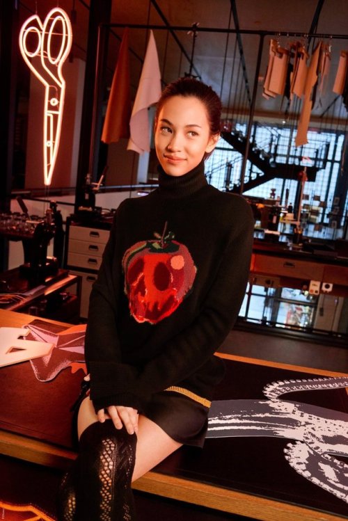 Kiko Mizuhara in Disney X Coach’s Poison Apple Sweater