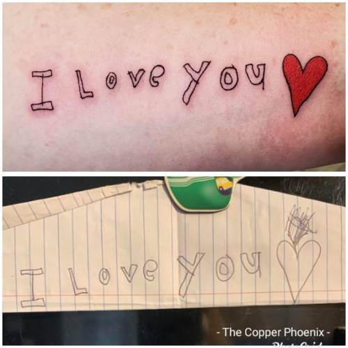 <p>Recreating kids handwriting is always fun stuff. ❤<br/>
.<br/>
#ladytattooer #thephoenix #copperphoenix #shelbyvilleindiana #indianapolistattoo #indylocal #do317 #indytattoo #circlecity #waverlycolorco #industryinks #yournewfavoriteink #artistictattoosupply #fkirons #indianaartist #wearesorrymom #handwriting #kidsart #kidsartwork #iloveyou  (at Shelbyville, Indiana)<br/>
<a href="https://www.instagram.com/p/CQmAYfULunW/?utm_medium=tumblr">https://www.instagram.com/p/CQmAYfULunW/?utm_medium=tumblr</a></p>