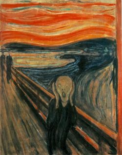 goodreadss:    The Scream (Norwegian: Skrik) is the popular name given to each of four versions of a composition, created as both paintings and pastels, by the Expressionist artist Edvard Munch between 1893 and 1910.Der Schrei der Natur (The Scream of