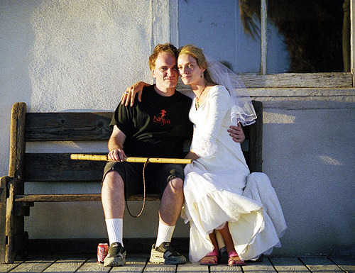 cinecat:  Quentin Tarantino and Uma Thurman on the set of Kill Bill Vol. 2 (2004) 