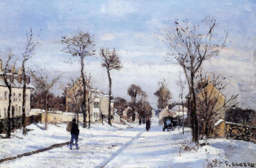 Street in the Snow, Louveciennes, 1872, Camille PissarroMedium: oil,canvas