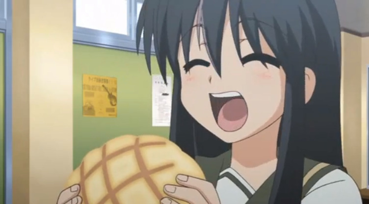anime character eating a Fluffy loaf