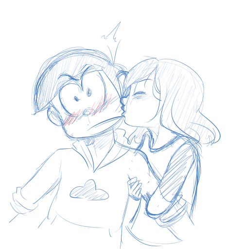 Matsuno Smooches/Cuddles!! (Jyushimatsu would make anyone laugh too much to properly smooch)