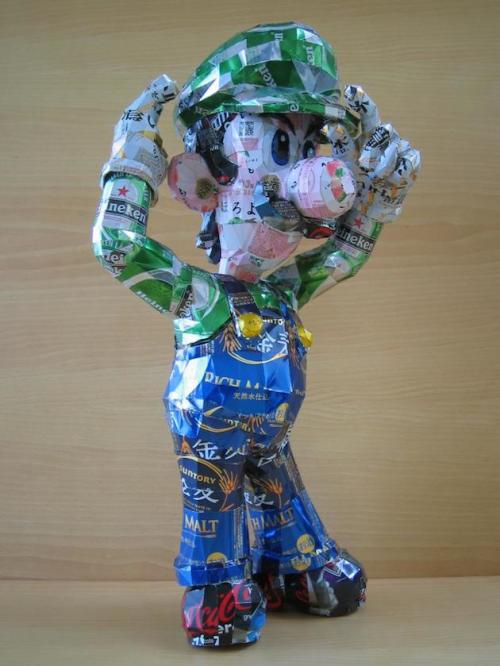 mymodernmet:  Japanese artist Makaon transforms discarded aluminum cans into delightful sculptures of iconic characters like Mario, Yoshi, Pikachu, and others. 