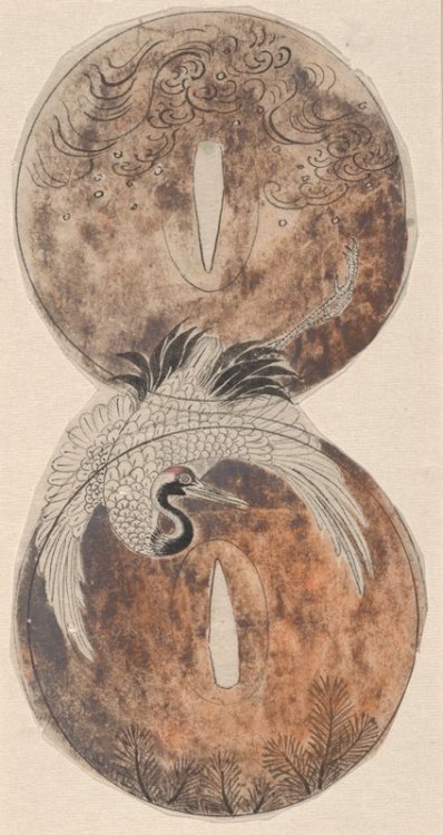 mia-japanese-korean: Crane Design for Sword-Guard, Yamamoto Baiitsu, first half 19th century, Minnea