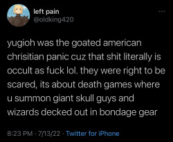 xiranjayzhao:atlastfree:micro-usb:ALTlil yugi was a FREAK walking around in bondage gear in broad daylight with the most innocent baby panda eyes trading porn tapes with Jou from the first arc to the last 😭 AND IT WASN’T EVEN BECAUSE OF THE 3000