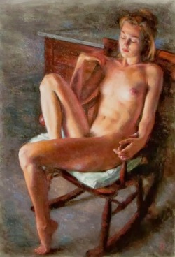 artbeautypaintings:  Nude in rocker - Miles