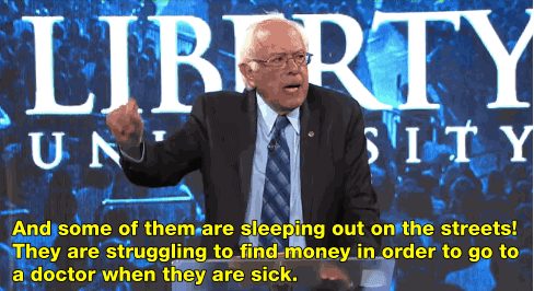 salon:  A Fired-up Bernie Sanders speaks to students at conservative Liberty University