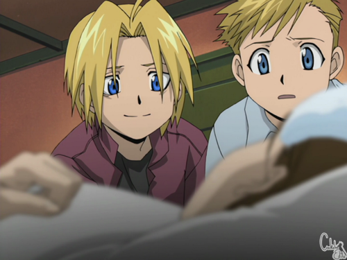 Edward and Alphonse Elric with blue eyes - Fullmetal Alchemist 03 Ep 03 & Ep 51   Requested by A