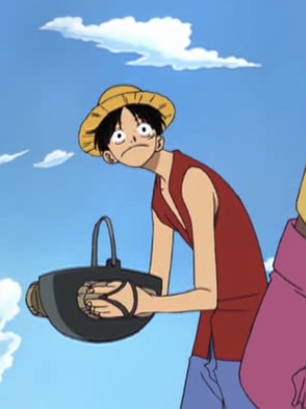 one piece side blog — using his flip flops like oven mitts