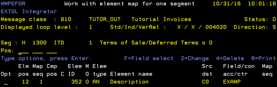 cleo extol integrator map constant work with element map for one segment