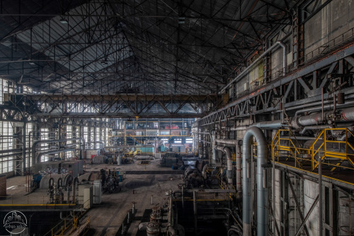 BLUE POWER PLANTImpressive power plant, part of a larger whole, centered around a blast furnace comp