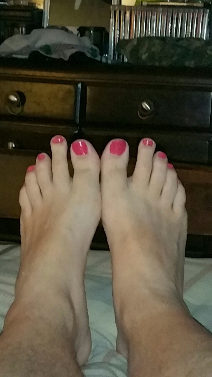 My sexy blue VS panties and pretty pink toe nails my wife painted for me&hellip;feelin