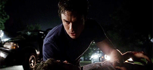87daysbefore:  foreveradamonstan:  - Damon once he realized he was able to save Jeremy  it’s the same face he made in season four when elena calls him and says she loves him js 