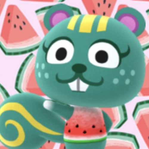 the-kin-train-archive:~Nibbles (Animal Crossing) Stimboard with teal, yellow, and watermelon stims p
