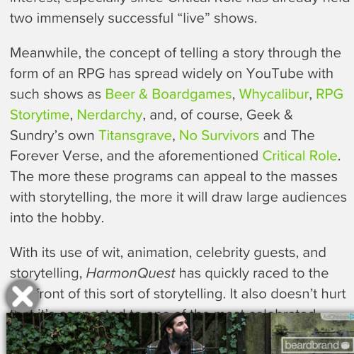 Wow, our night was just made to be mentioned in a @geekandsundry article about @danharmon&rsquo;