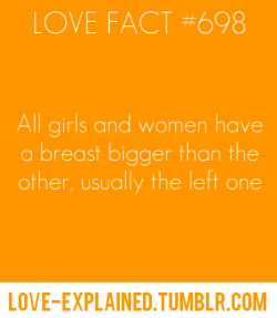 Love-Explained:  Did You Know ?All Girls And Women Have A Breast Bigger Than The