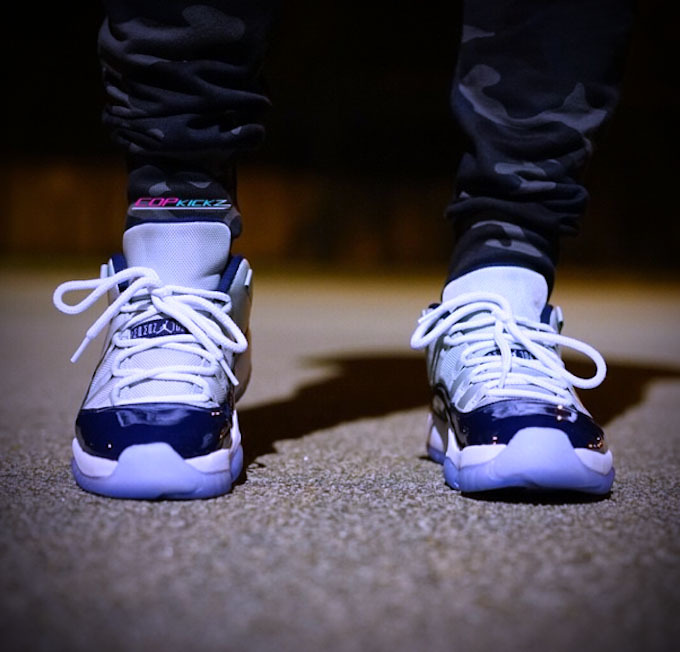 jordan 11 low georgetown on feet