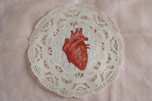 dollgraves: watercolour heart on vintage doilie Hannibal gets into arts and crafts in his spare time