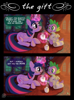 1trickpone:  1trickpone:    That would be terribly inconvenient to return, you know. Patreon  25th of December reblog!   shut up spike, book is more than enough for you