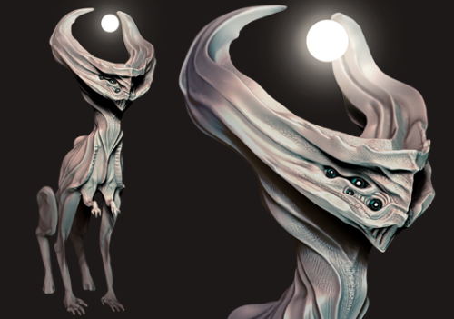 Done for an ‘alien race’ themed challenge!‘The Ray Eater’ . Still a little rough but I like the dire