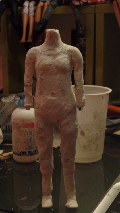 WIP. Sculpting body. Process pictures.Well, at least it stands on its own. Right now I have cut it i