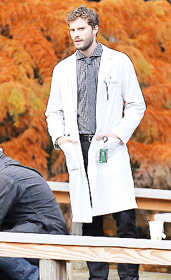 dornan-styles:  Jamie on the set of The 9th Life of Louis Drax | November 7,2014 
