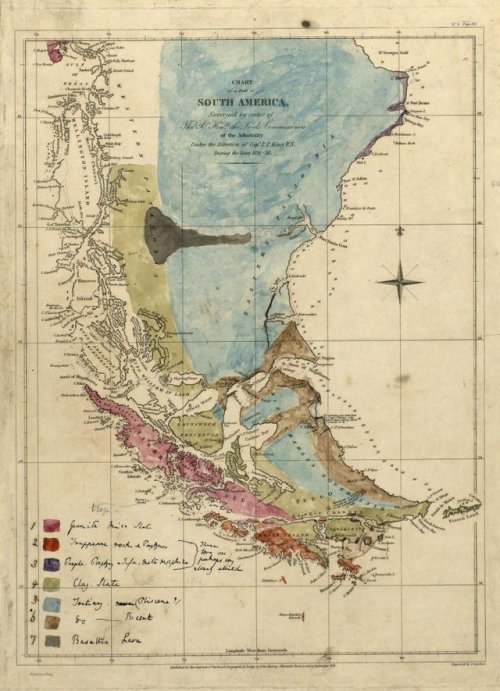 mapsontheweb:Geologic map of South America made by Charles Darwin, 1840s.