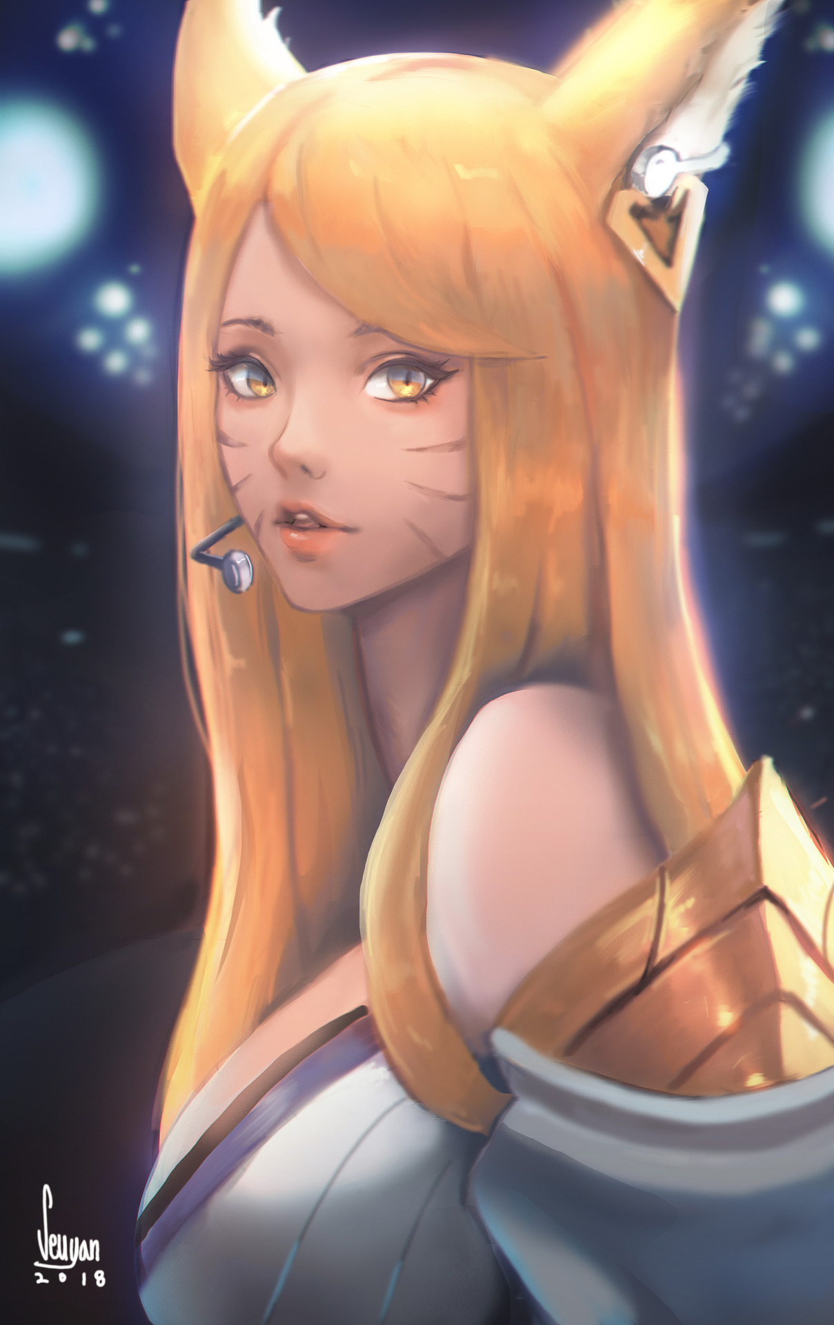 rarts:    K/DA Ahri (skin): League of Legends game digital drawing [Artist: Seuyan]